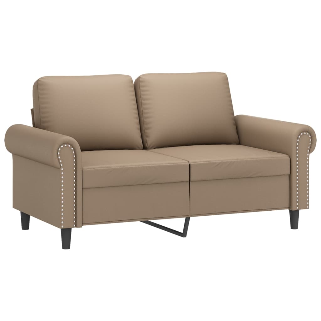 2-Sitzer-Sofa mit Zierkissen Cappuccino-Braun 120 cm Kunstleder