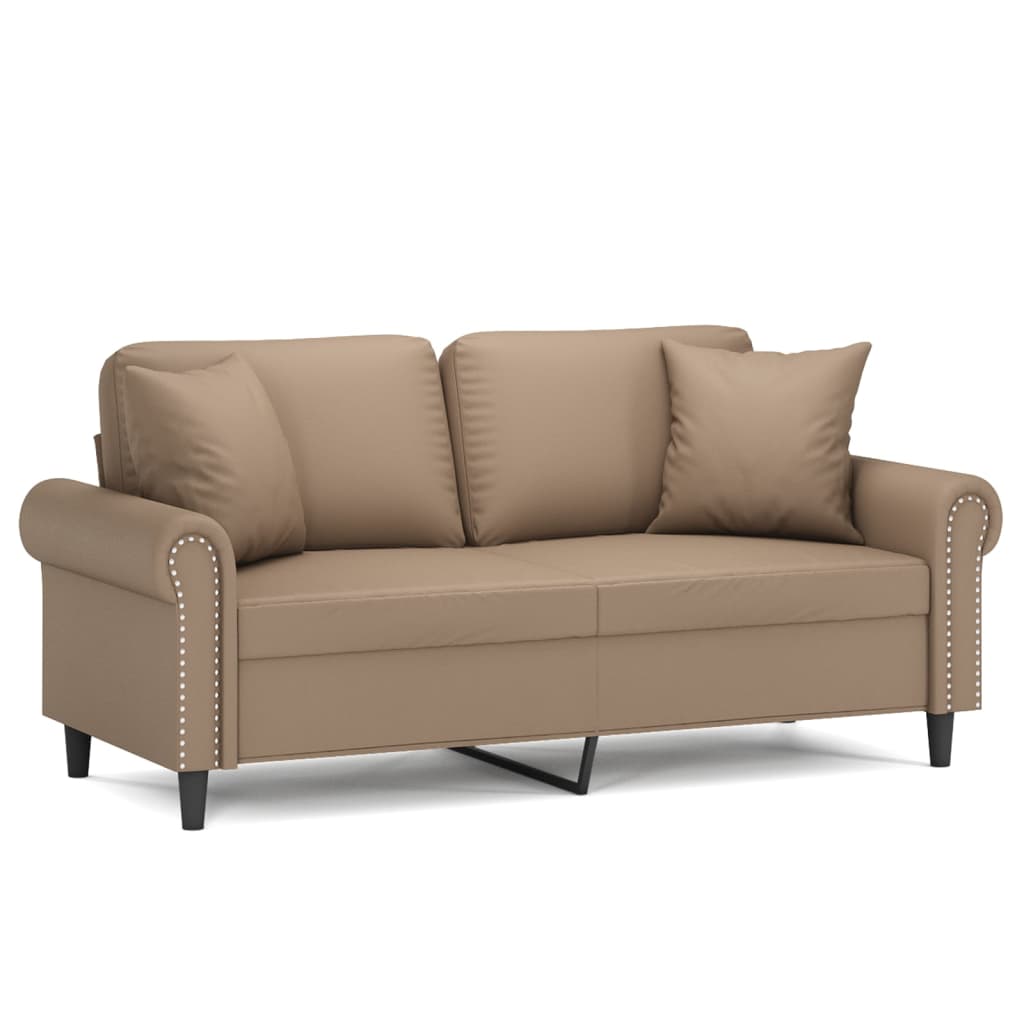 2-Sitzer-Sofa mit Zierkissen Cappuccino 140 cm Kunstleder