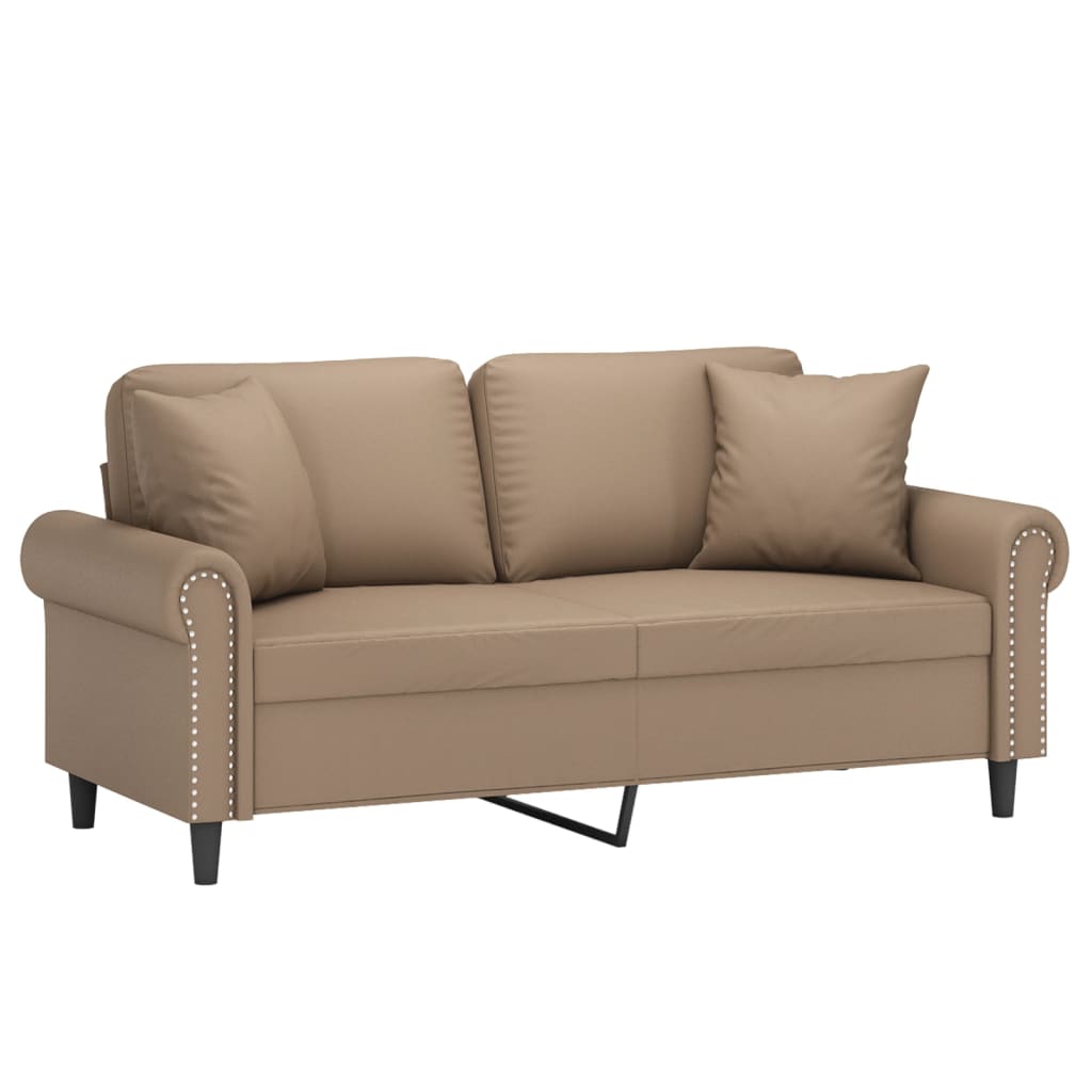 2-Sitzer-Sofa mit Zierkissen Cappuccino 140 cm Kunstleder