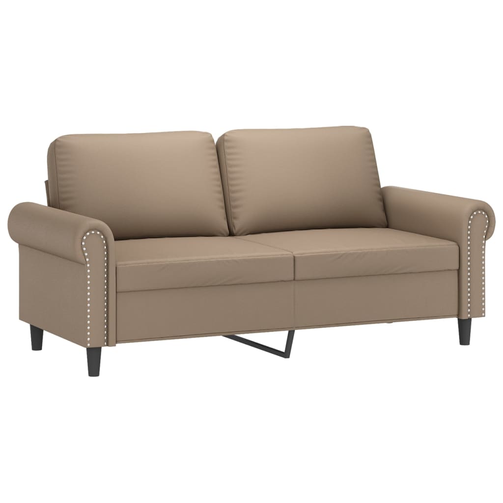 2-Sitzer-Sofa mit Zierkissen Cappuccino 140 cm Kunstleder