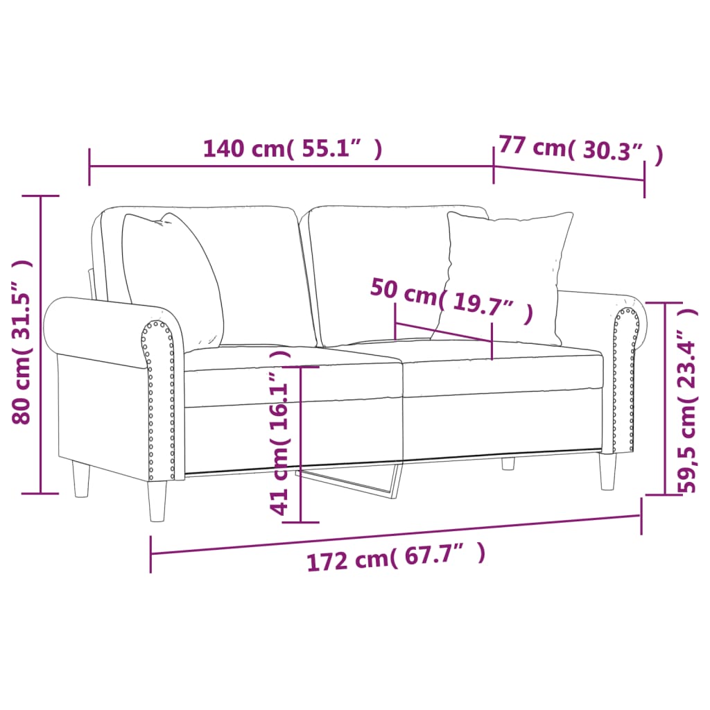 2-Sitzer-Sofa mit Zierkissen Cappuccino 140 cm Kunstleder