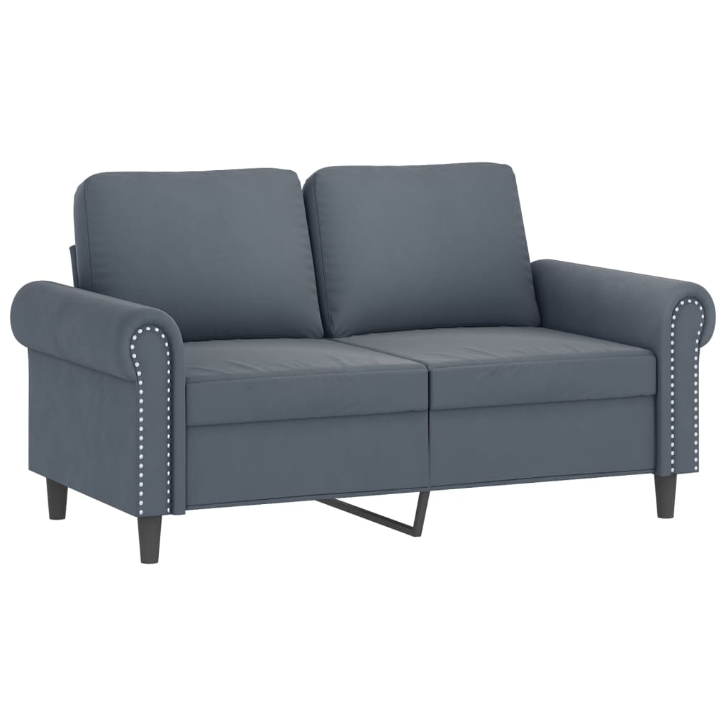 2-seater sofa with decorative cushions dark grey 120 cm velvet