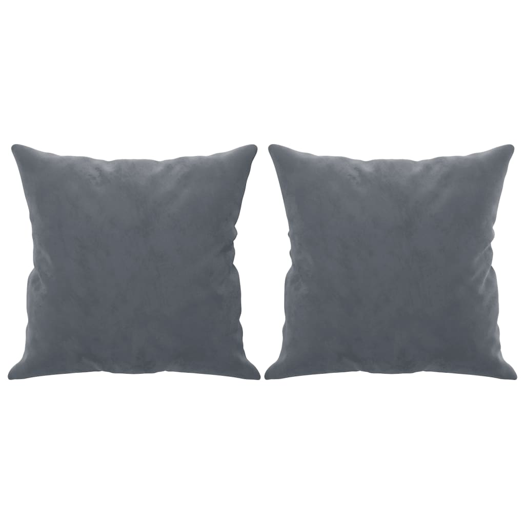 2-seater sofa with decorative cushions dark grey 120 cm velvet