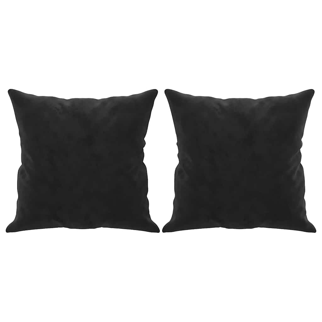 2-Sitzer-Sofa mit Zierkissen Schwarz 120 cm Samt