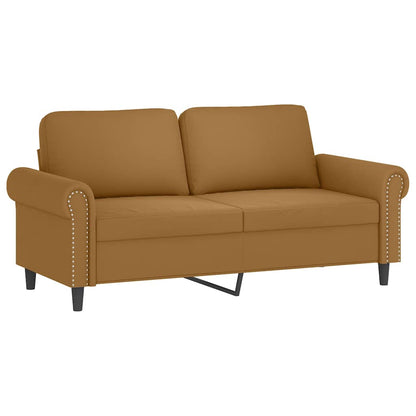 2-Sitzer-Sofa mit Zierkissen Braun 140 cm Samt