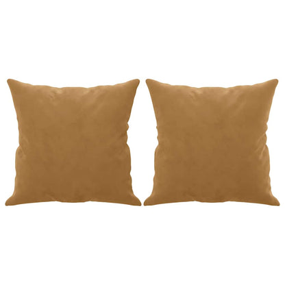2-Sitzer-Sofa mit Zierkissen Braun 140 cm Samt