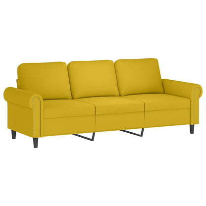 3-Sitzer-Sofa mit Zierkissen Gelb 180 cm Samt