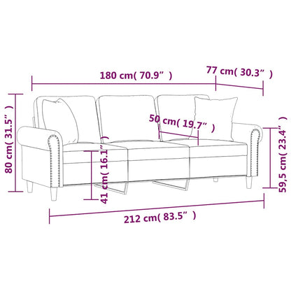 3-Sitzer-Sofa mit Zierkissen Gelb 180 cm Samt