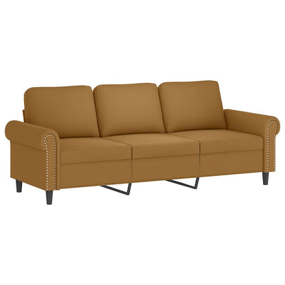 3-Sitzer-Sofa mit Zierkissen Braun 180 cm Samt