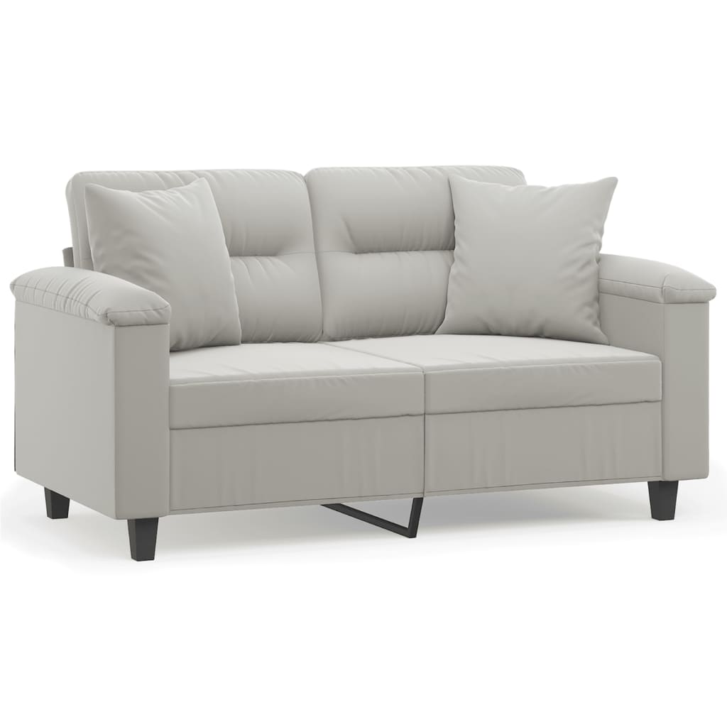 2-seater sofa with cushions light grey 120 cm microfiber fabric