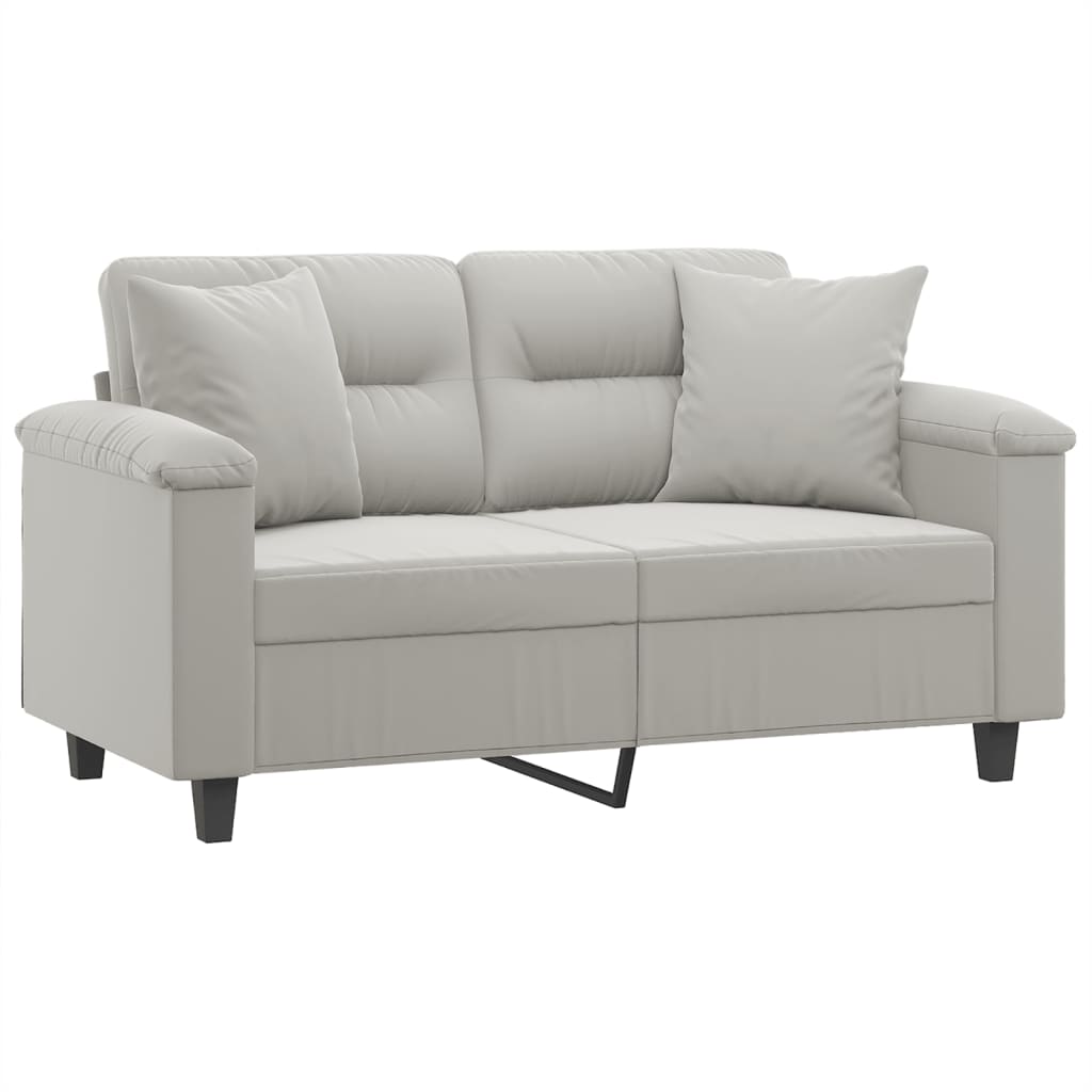 2-seater sofa with cushions light grey 120 cm microfiber fabric
