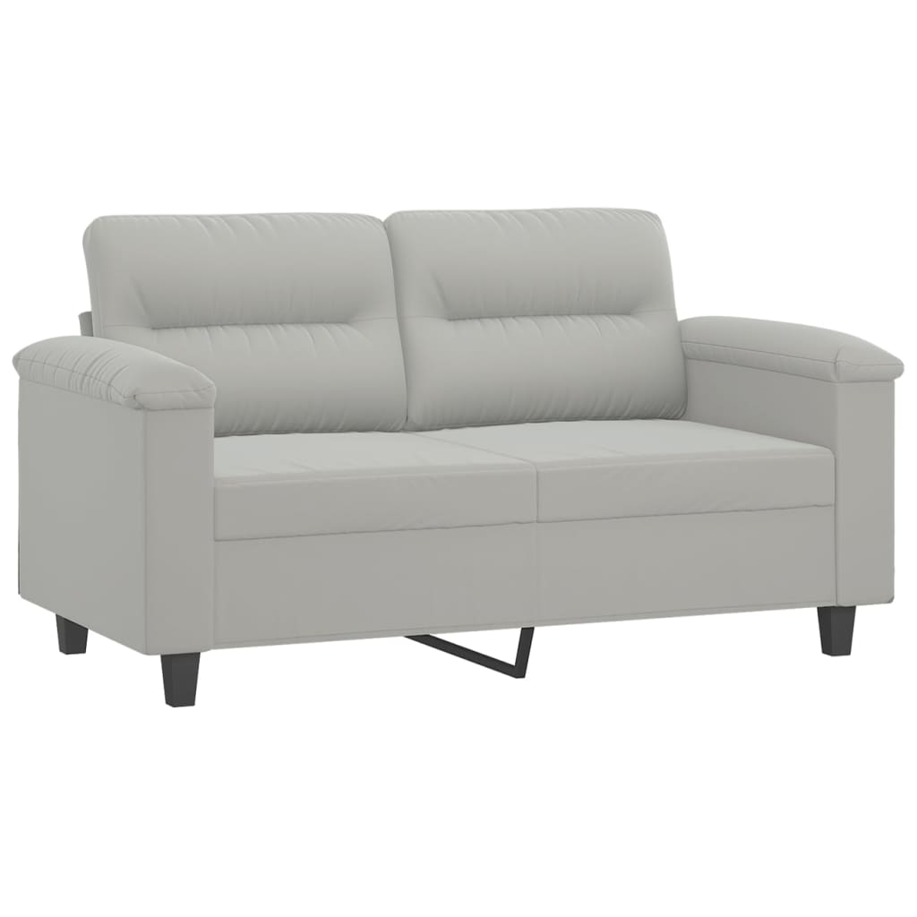 2-seater sofa with cushions light grey 120 cm microfiber fabric