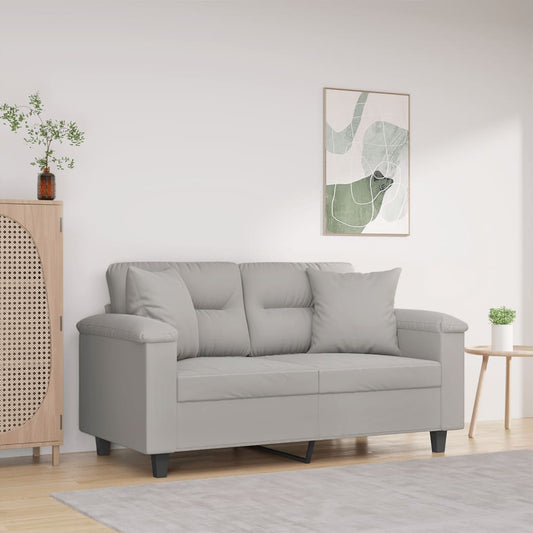 2-seater sofa with cushions light grey 120 cm microfiber fabric
