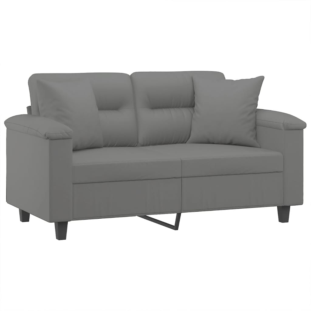 2-seater sofa with cushions dark grey 120 cm microfiber fabric