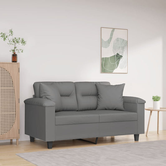 2-seater sofa with cushions dark grey 120 cm microfiber fabric