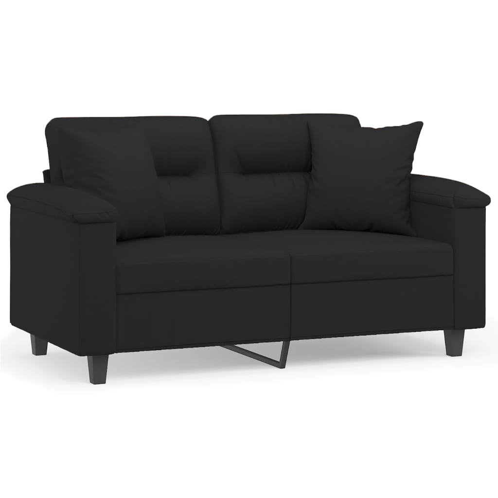2-seater sofa with cushions black 120 cm microfiber fabric