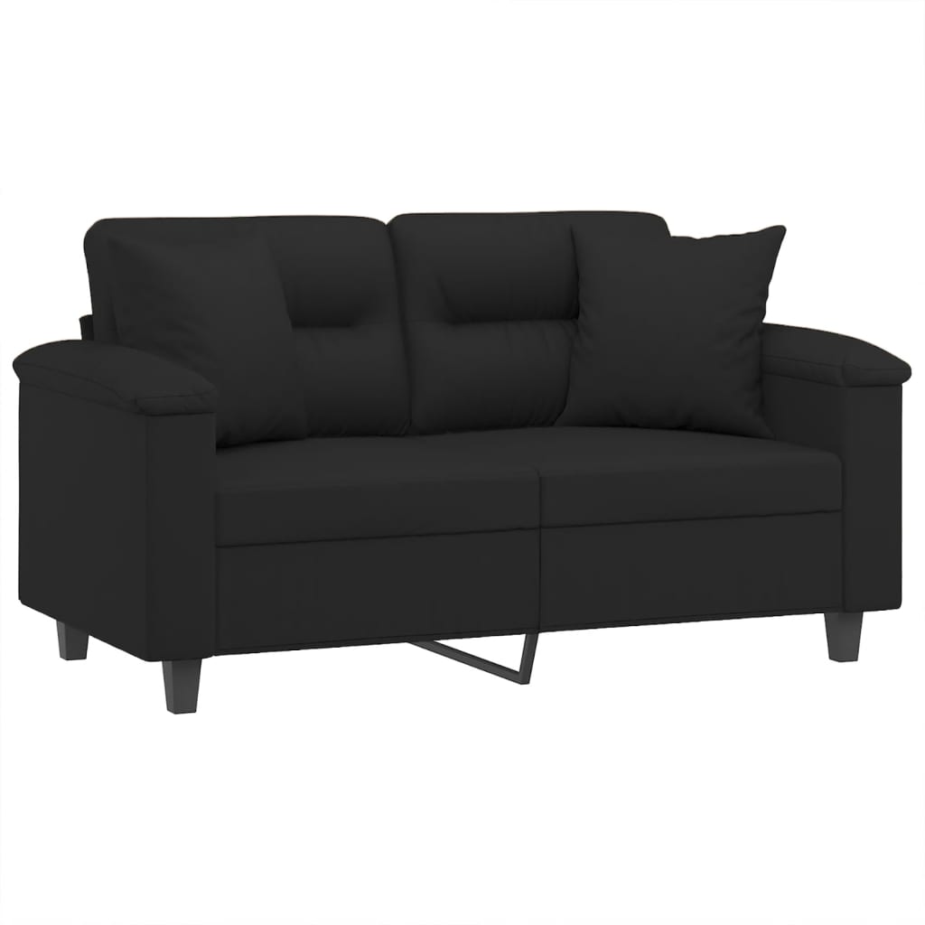 2-seater sofa with cushions black 120 cm microfiber fabric