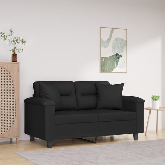 2-seater sofa with cushions black 120 cm microfiber fabric