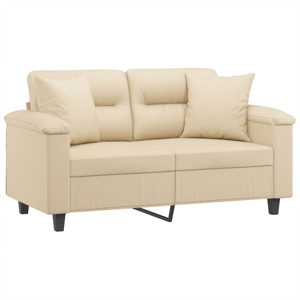 2-seater sofa with cushions cream 120 cm microfiber fabric