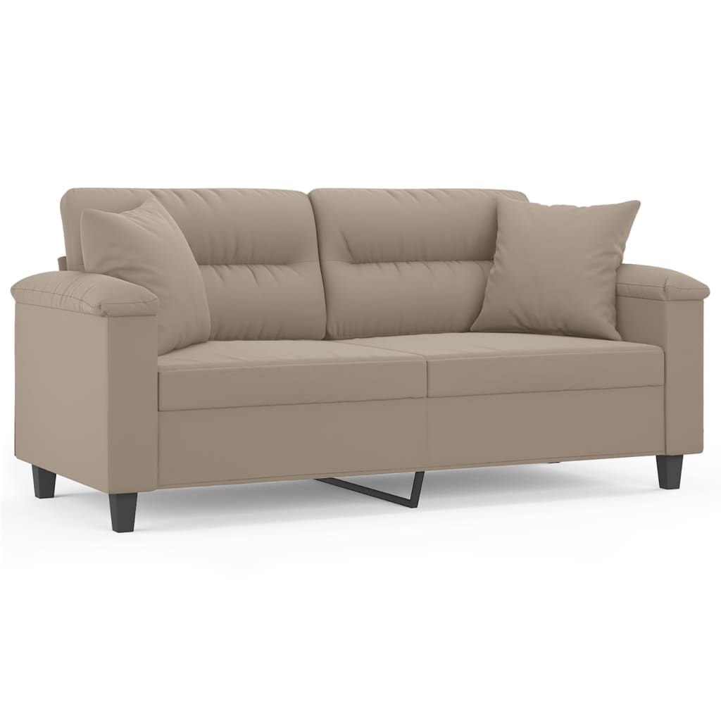 2-seater sofa with cushions taupe 140 cm microfiber fabric