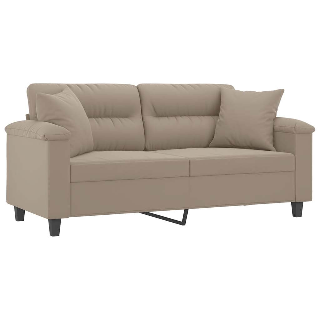 2-seater sofa with cushions taupe 140 cm microfiber fabric