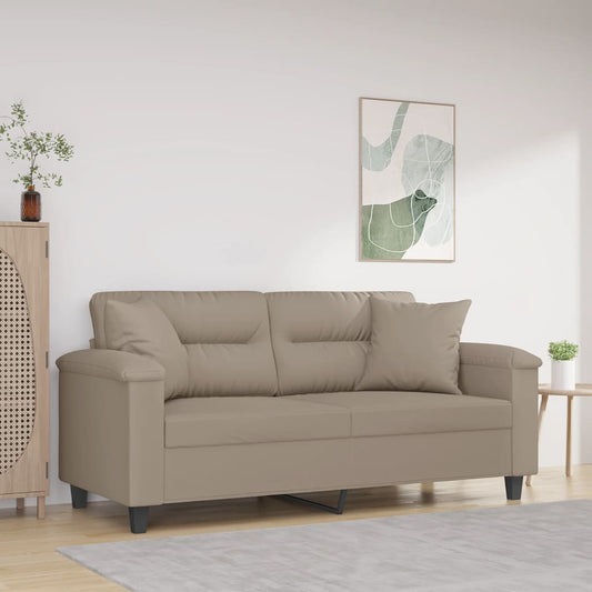 2-seater sofa with cushions taupe 140 cm microfiber fabric