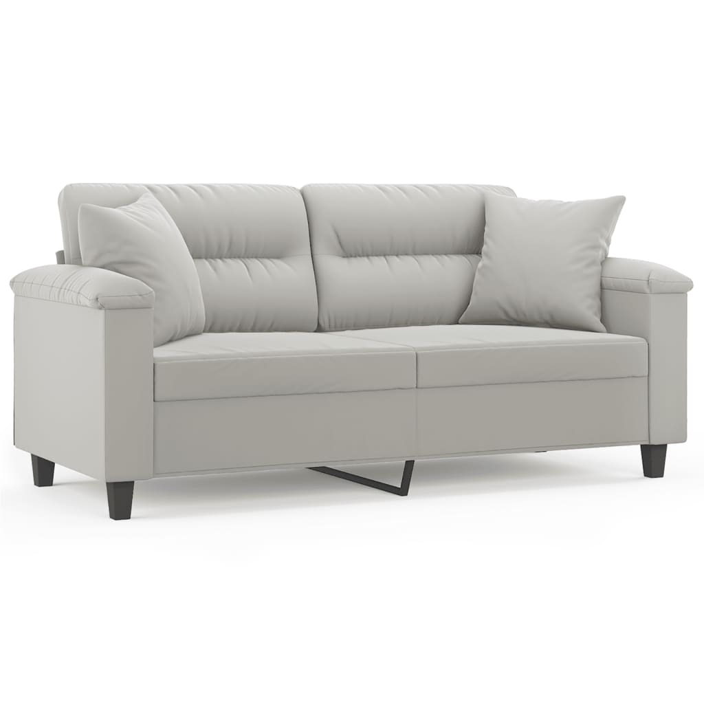 2-seater sofa with cushions light grey 140 cm microfiber fabric