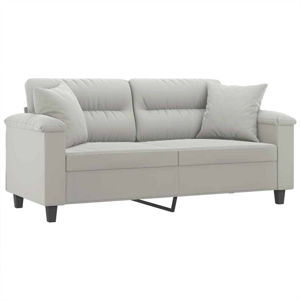 2-seater sofa with cushions light grey 140 cm microfiber fabric