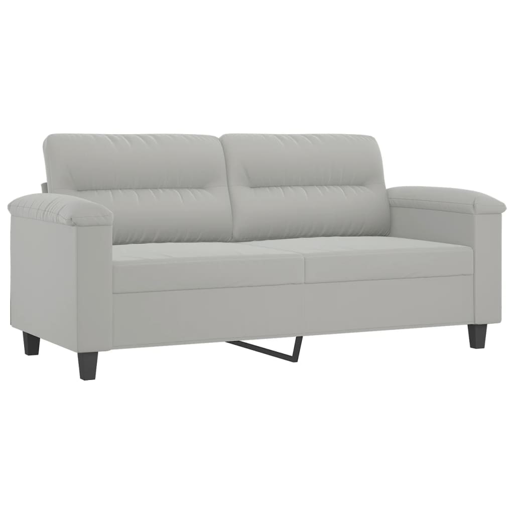 2-seater sofa with cushions light grey 140 cm microfiber fabric