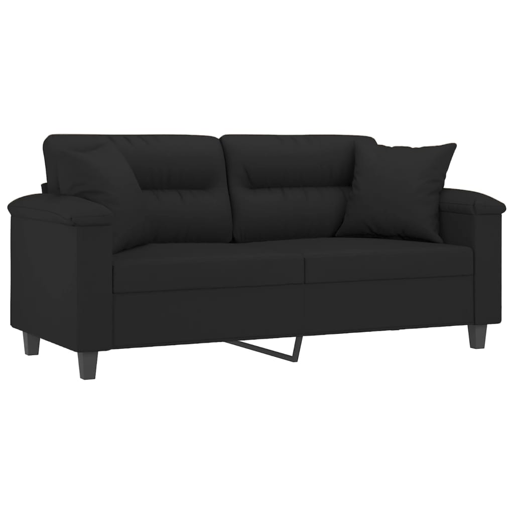 2-seater sofa with cushions black 140 cm microfiber fabric
