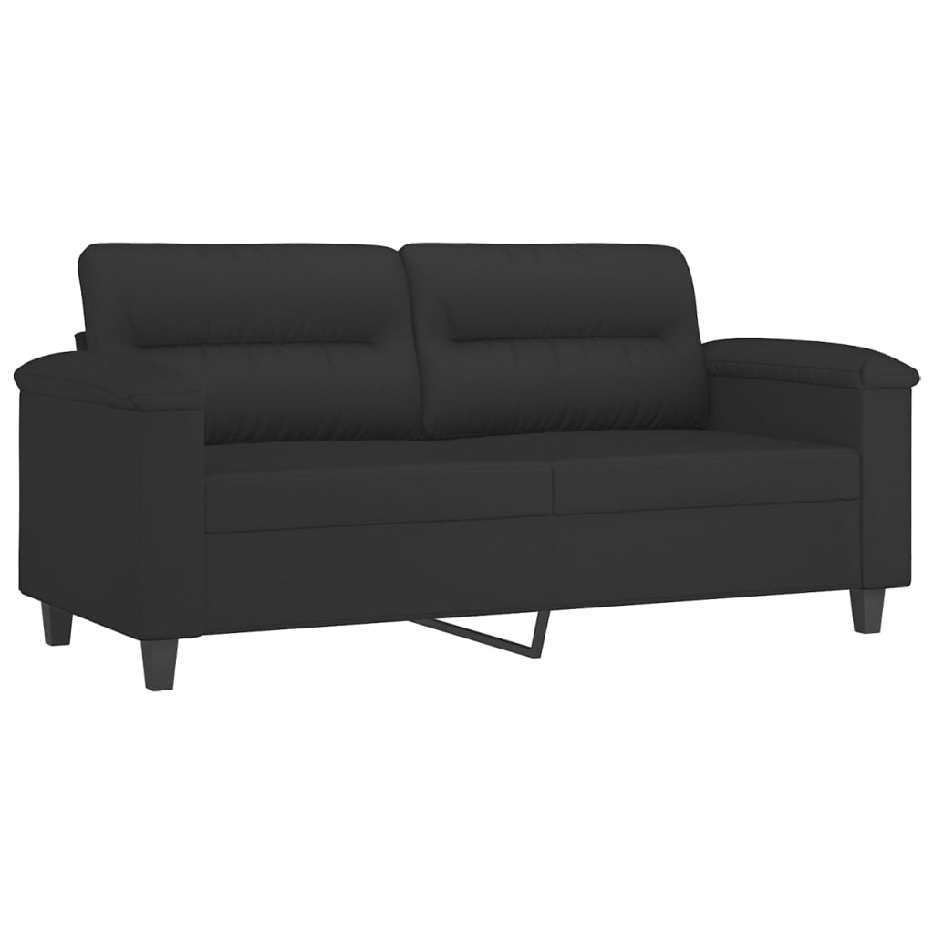 2-seater sofa with cushions black 140 cm microfiber fabric