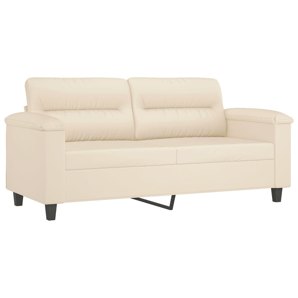 2-seater sofa with cushions beige 140 cm microfiber fabric