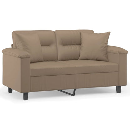 2-Sitzer-Sofa mit Zierkissen Cappuccino 120 cm Kunstleder