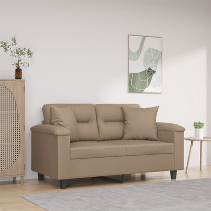 2-Sitzer-Sofa mit Zierkissen Cappuccino 120 cm Kunstleder