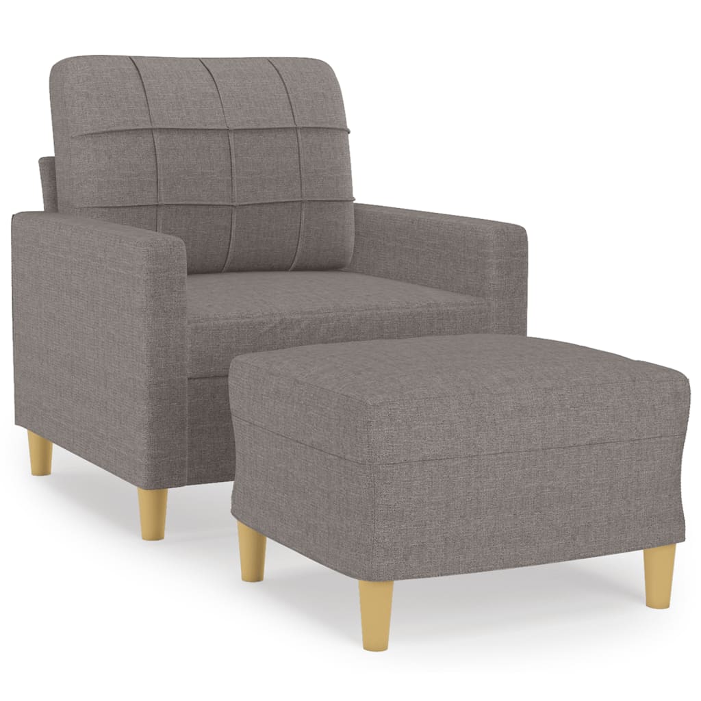 Fauteuil avec tabouret en tissu taupe 60 cm