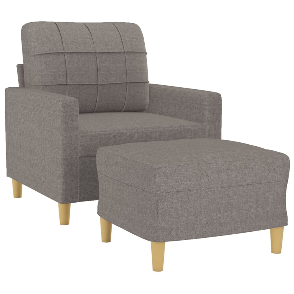 Fauteuil avec tabouret en tissu taupe 60 cm