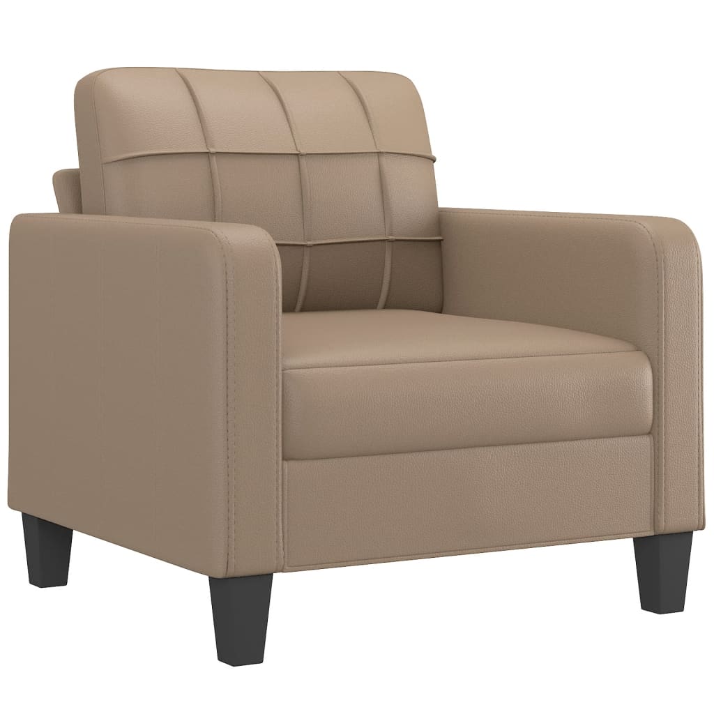 Sessel mit Hocker Cappuccino-Braun 60 cm Kunstleder