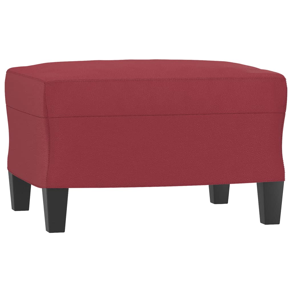 3-seater sofa with footstool wine red 180 cm artificial leather