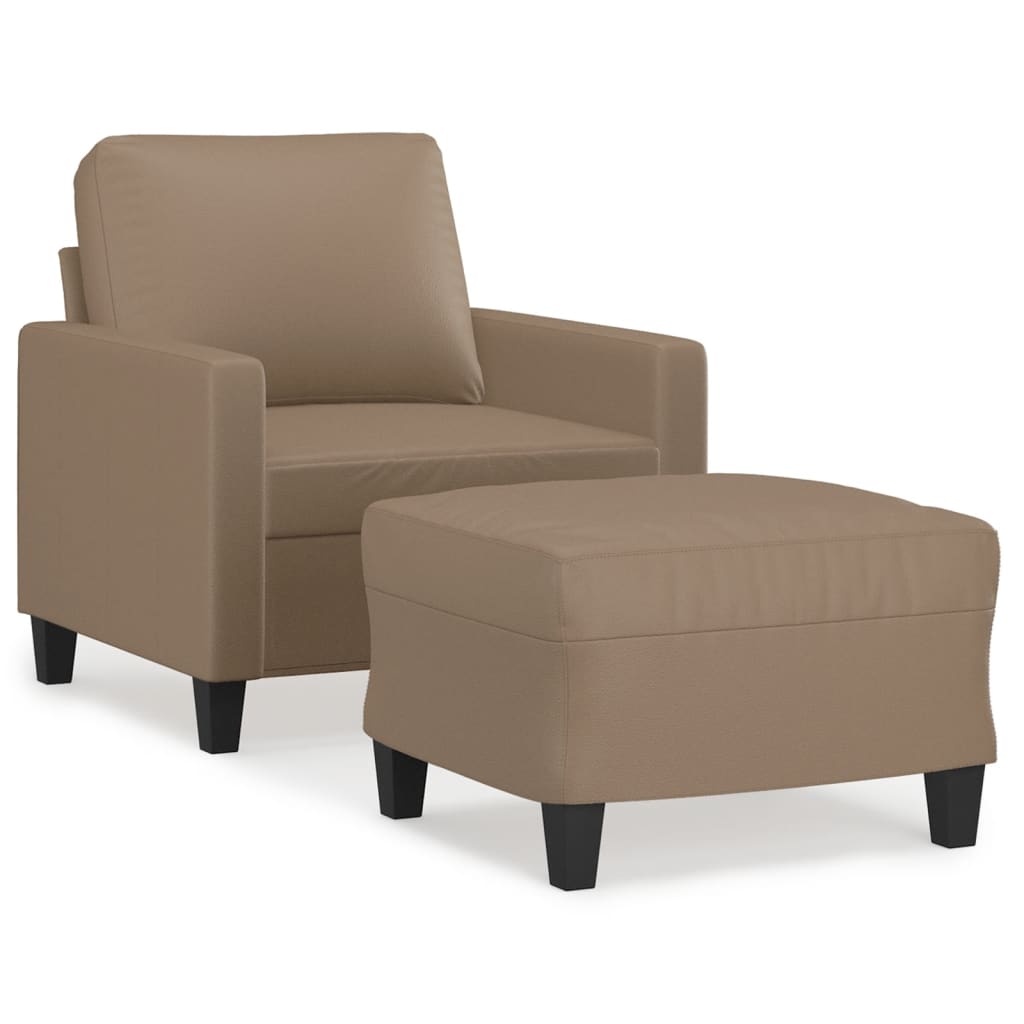 Sessel mit Hocker Cappuccino-Braun 60 cm Kunstleder