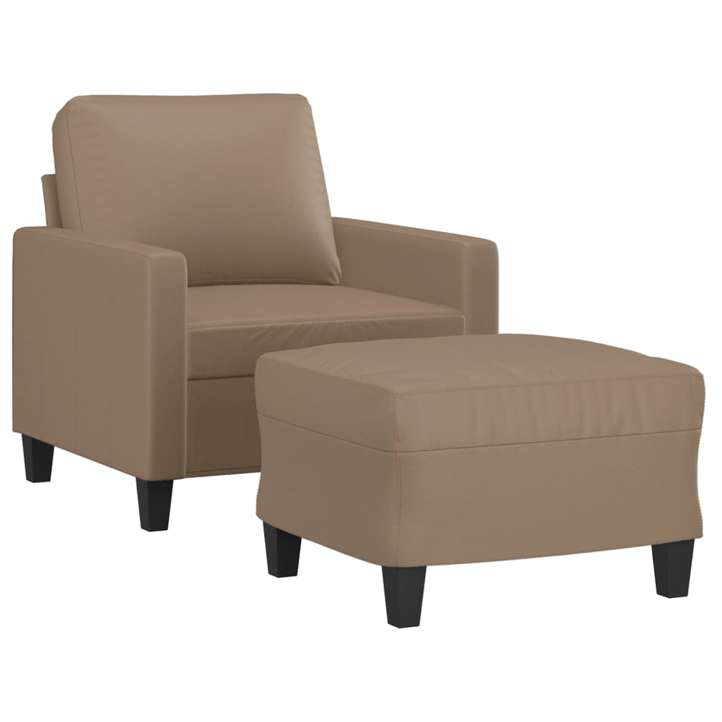 Sessel mit Hocker Cappuccino-Braun 60 cm Kunstleder