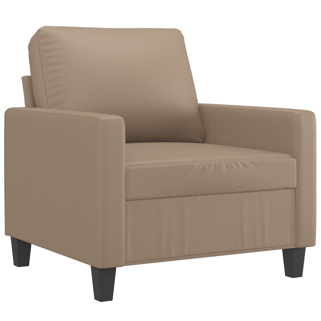 Sessel mit Hocker Cappuccino-Braun 60 cm Kunstleder