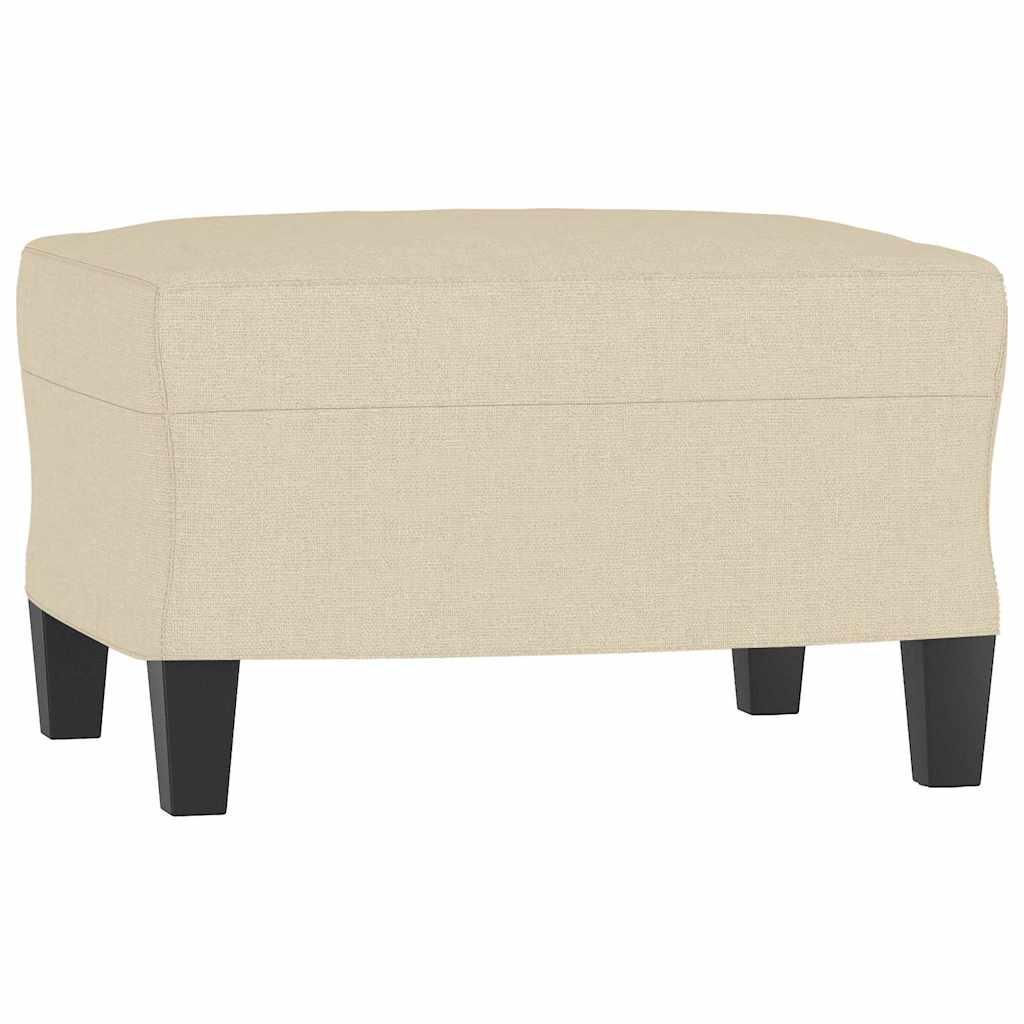 3-Sitzer-Sofa mit Hocker Creme 180 cm Stoff