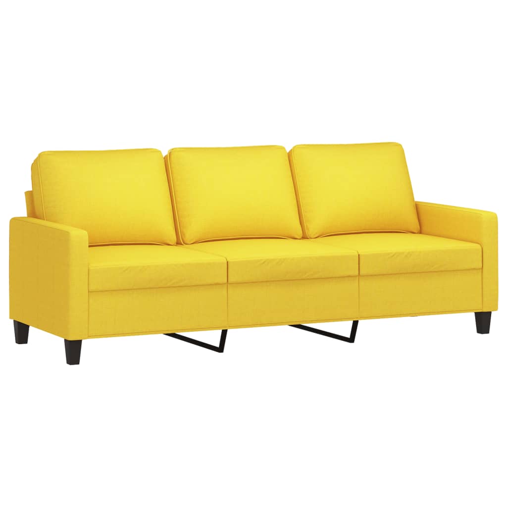 3-seater sofa with footstool light yellow 180 cm fabric