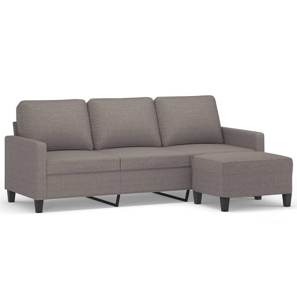 3-seater sofa with footstool taupe 180 cm fabric