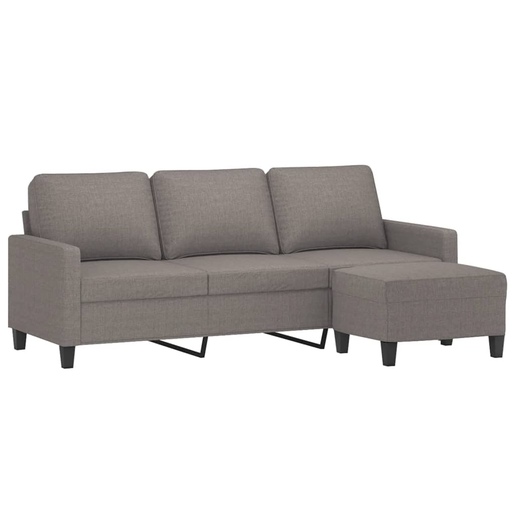 3-seater sofa with footstool taupe 180 cm fabric
