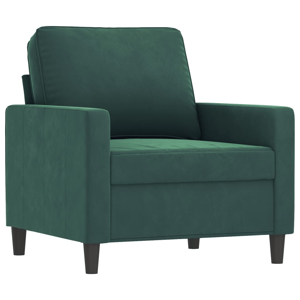 Sessel mit Hocker Dunkelgrün 60 cm Samt