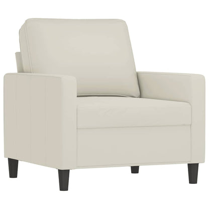 Sessel mit Hocker Creme 60 cm Samt