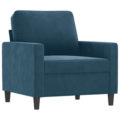 Sessel mit Hocker Blau 60 cm Samt