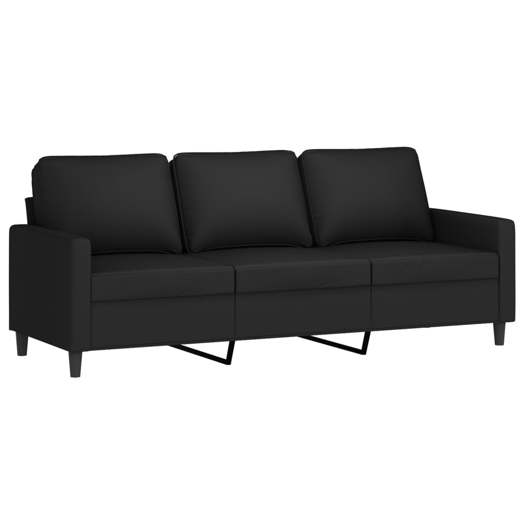 3-seater sofa with footstool black 180 cm velvet