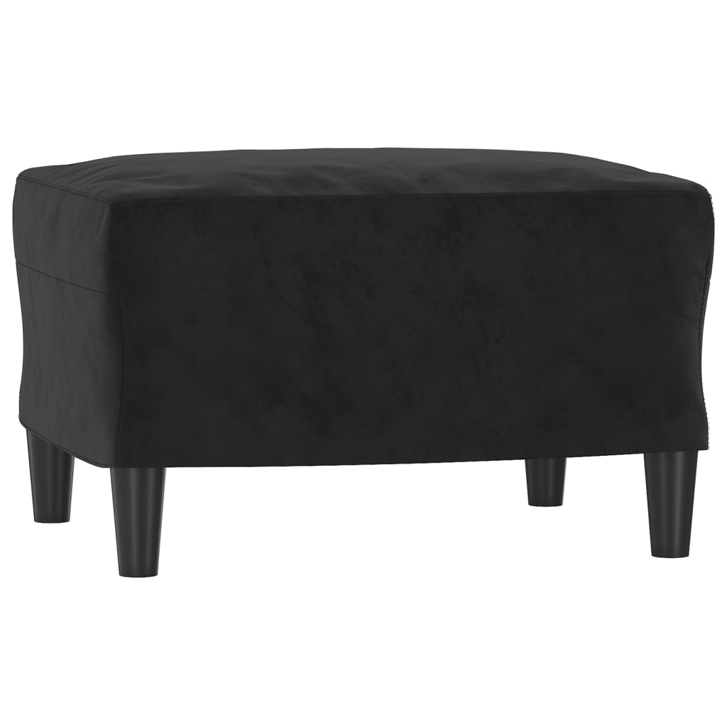 3-seater sofa with footstool black 180 cm velvet
